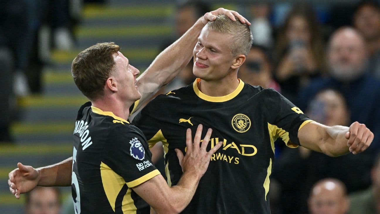 Erling Haaland scored twice in Manchester City's win over Crystal Palace.